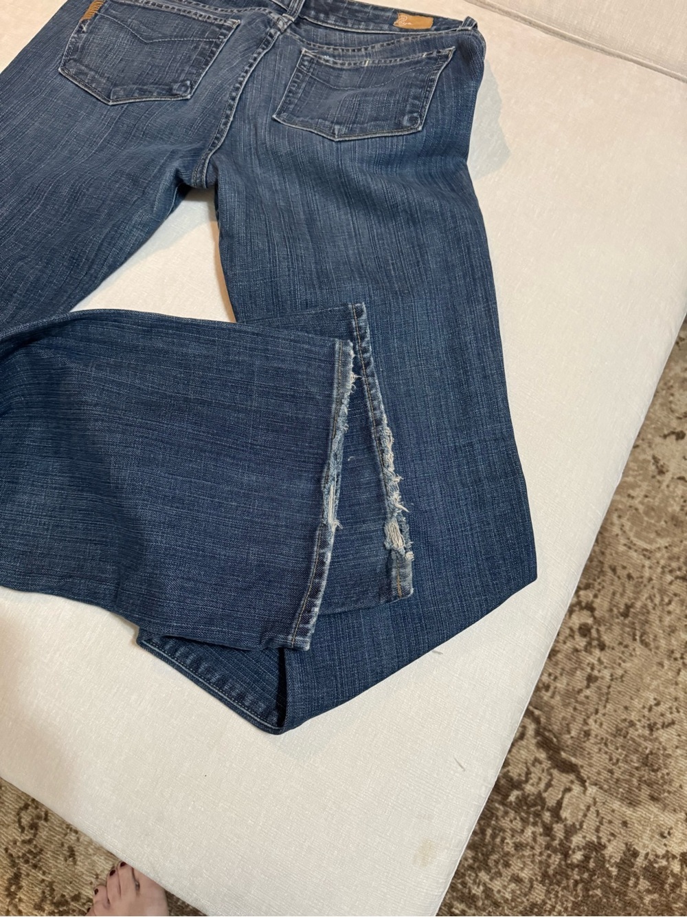 PAIGE Dark Blue Wash with straight fit with slight flare Jeans 9 in Rise